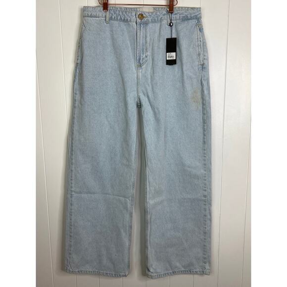 One Teaspoon Ryders High Waist Wide Leg Jeans in Best Blue Size 34 NWT - Picture 1 of 9